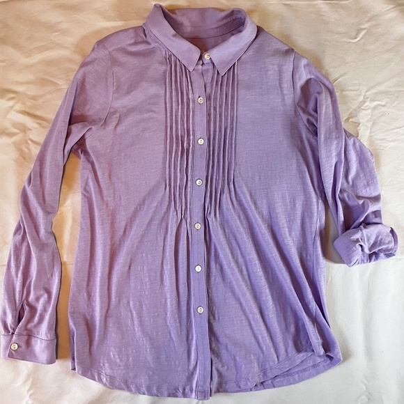 JJill Pintuck Slub Top light purple med. - Picture 7 of 11